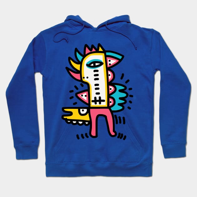 Graffiti Art Totem Pink Blue Yellow Hoodie by signorino